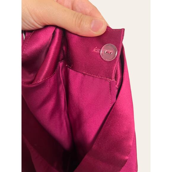 Fleur Du Mal Bordeaux High Waist Dressy Satin Crepe Silk Tuxedo Pants Size 8 - Picture 7 of 9